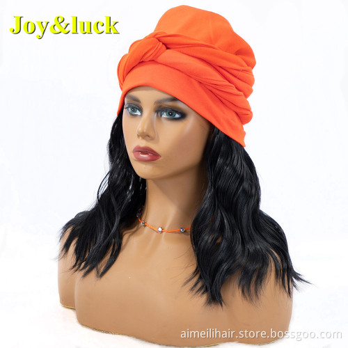 Wholesale Ladies African Wave Hairband Orange Yellow Hairband Natural Wavy Headband Wigs for Black Women Synthetic Hair Wigs